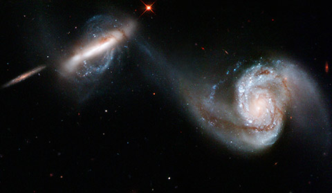Two interacting galaxies.